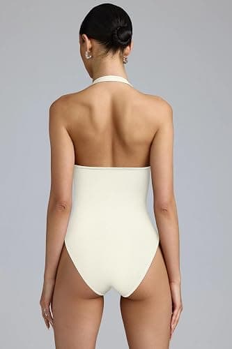 OQQ Women Halter Neck Bodysuits 2 Pack Sleeveless Shapewear One Piece Leotard Shirt Going Out Tops thumbnail 3