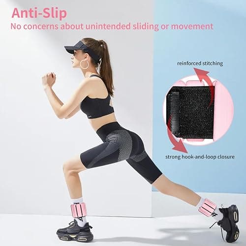 TOPESCT Verstellbare Handgelenkgewichte – 2er-Set (je 0,5 kg) | Tragbares Handgelenk- und Knöchelgewichte für Yoga, Tanz, Barre, Pilates, Cardio, Aerobic, Walking thumbnail 4