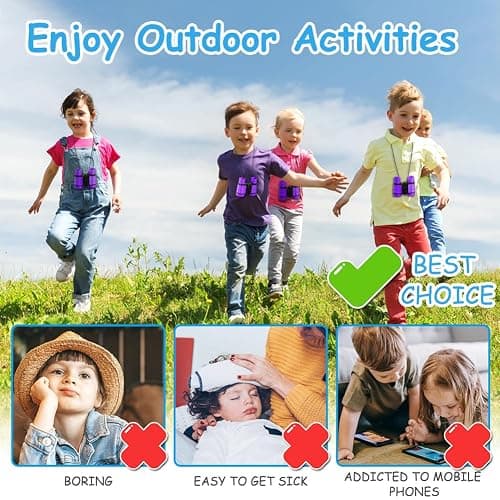 OSDUE Kids Binoculars, Outdoor Bird Watching Binoculars for Kids, Mini Compact Shockproof Binoculars Telescopic Toys for Kids with Glasses Cloth (Purple) thumbnail 5
