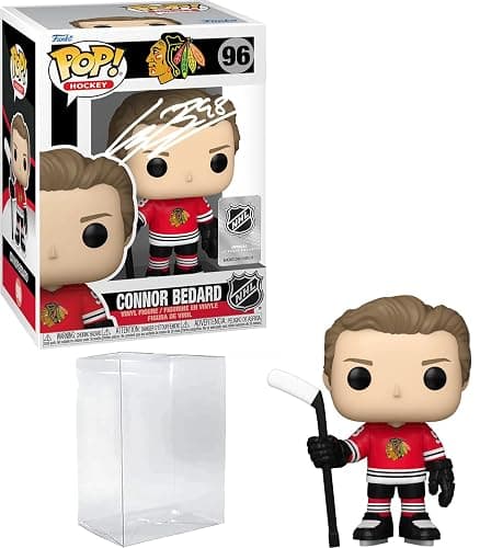 Connor Bedard #96 Facsimile Signed Reprint Laser Autographed Funko POP! Hockey NHL: Chicago Blackhawks Figurine with Protector Case thumbnail 3