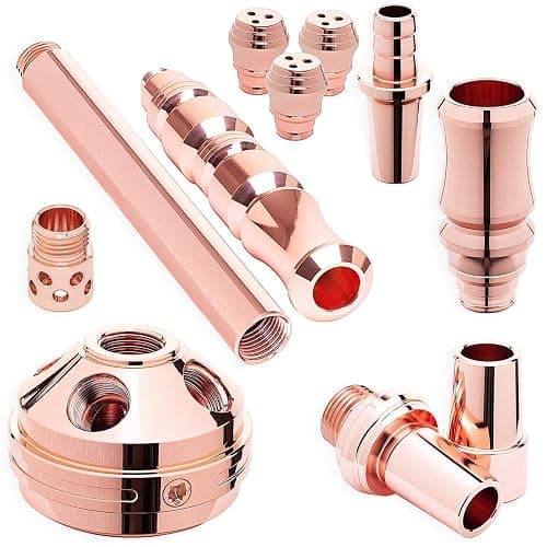 DILAW® Shisha Set TRIPHAN 66cm Edelstahl Wasserpfeife Profi Zubehör Komplett-Set bis 4-Anschlüsse mit Bowl, LED Licht, Kaminkopf, Molassefänger, Silikonschlauch, Alu Mundstück, Tonkopf & Kaminaufsatz thumbnail 7