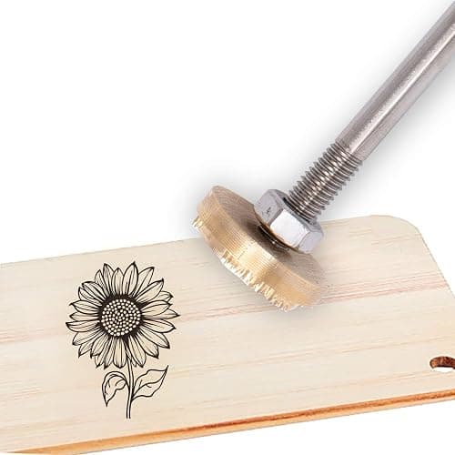 SUPERFINDINGS Branding Iron - Sunflower Pattern, 1.2' Leather & Wood Handle for Baking, BBQ & Leather - Image 1