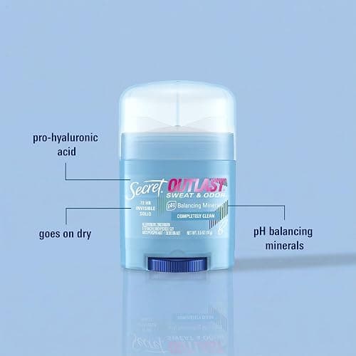 Secret Outlast Antiperspirant Deodorant for Women, 72hr Sweat & Odor Protection, PH Balancing Minerals, Invisible Solid, Completely Clean Scent, Travel Size, 0.5 oz thumbnail 2