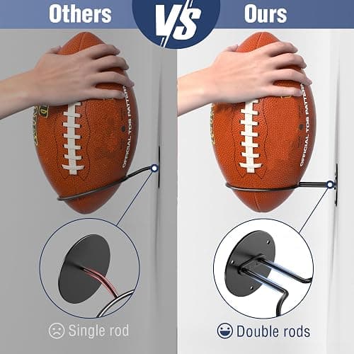 jockcaras Ball Display Holder Wall Mount: Black Storage Rack for Basketball, Rugby, Soccer, Football, Baseball Room Decor - Boys Sports Accessories Organizer thumbnail 4