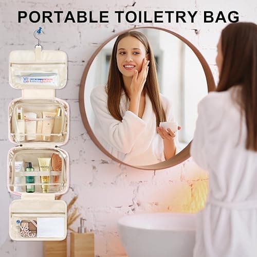TOPEAST Travel Hanging Toiletry Bag Initial Makeup Bag for Women Teen Girls - Birthday Gifts for Women Teen Girls, Gifts for Daughter Sister Friends Mom Her - Letter A, Blue thumbnail 5