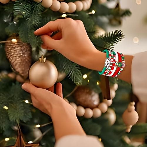 Artlunar 6 Pack Christmas Bracelets: Joy & Merry Candy-Style Stacks for Women & Teens - Perfect Christmas Gifts - Age 3 to Adult thumbnail 4