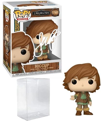 Jay Baruchel Hiccup #1790 Facsimile Signed Reprint Laser Autographed Funko POP! Movies How to Train Your Dragon Figurine with Protector Case thumbnail 3