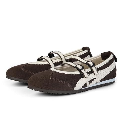 Adolilove Ballet Sneakers for Women Mary Jane Flats Walking Shoes Slip On with Elastic Straps with Memory Foam Insole - Image 1