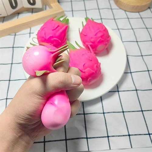 Dragon Fruit Squishy, Giant Dragonfruit Squishy Jumbo for Adults, Big Fruit Realistic Squeeze Slow Rising, Rebounding Sensory, Stress Relief Fidget Balls Creative Home Decor (Mix*4) thumbnail 2
