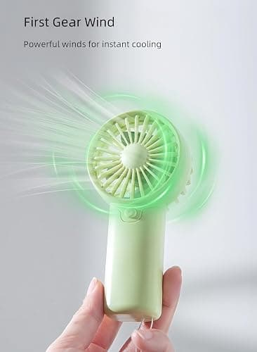 Mini Portable Fan, (2 x AAA Batteries, Batteries Not Included) Lightweight Handheld Fan Perfect for Outdoor, Travel, Office, Hiking and Camping - Green thumbnail 4