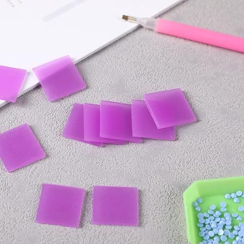 FEBSNOW 60Pcs Painting Glue Clay DIY Diamond Embroidery Wax Tool Set | Diamond Art Wax Pads, Purple Color Putty, Wax Refills for Crafters, Diamond Art Painting Accessories and Tools thumbnail 6