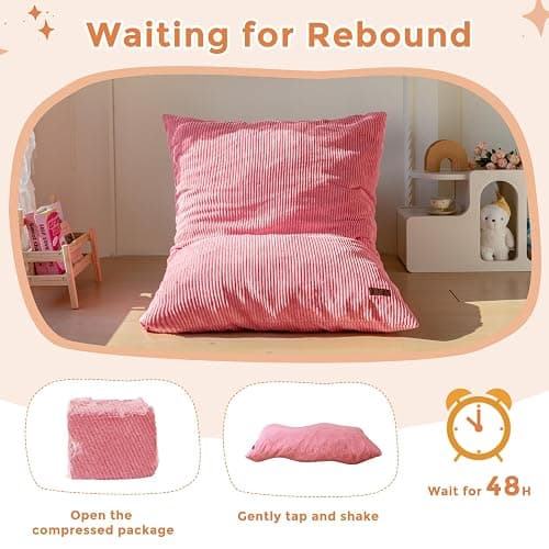 MAXYOYO 3 in 1 Kids Bean Bag Chair, Comfy Floor Sofa with Removed Cover | Convertible Chair Folds from Bean Bag to Lounger, Floor Couch with High-Density Foam Filling, Floor Sofa for Gaming thumbnail 9