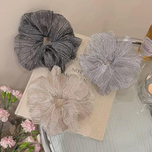 6 Packs Soft Oversized Chiffon Scrunchies Jumbo Giant Large Organza Scrunchies Chiffon big Scrunchy Elastic Hair Ties for Women and Girls thumbnail 4