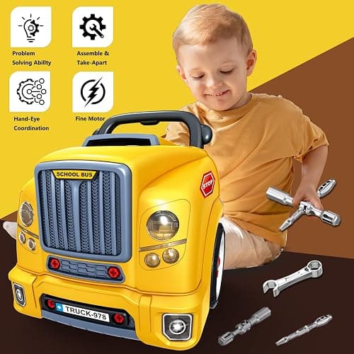 MUGEYMYD Large Truck Engine Toy for Kids 3-5, Take Apart Motor Vehicle Pretend Play Car with Light and Sound, Kids Mechanic Workshop Set, Toy Engine Building Kit for Toddlers. thumbnail 5