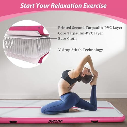 Dwzdd Gymnastics Air Mat 10ft/13ft/16ft/20ft Tumbling Mat Inflatable Gymnastics Tumble Track for Home/Gym/Training/Cheerleading/Water with Electric Pump thumbnail 2