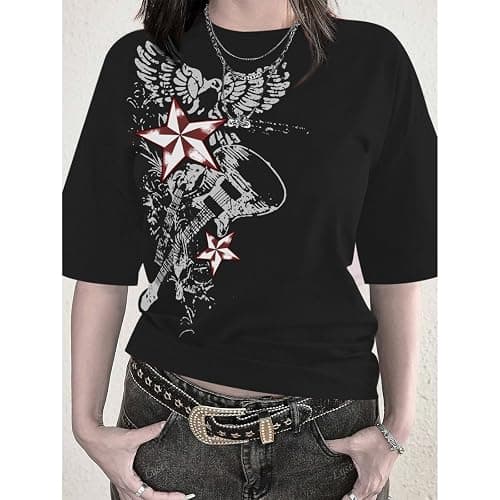 Weetiotio Vintage Rock Band T Shirts for Women Oversized Graphic Tees Country Music Y2k Grunge Shirts Baggy Streetwear Shirt thumbnail 2