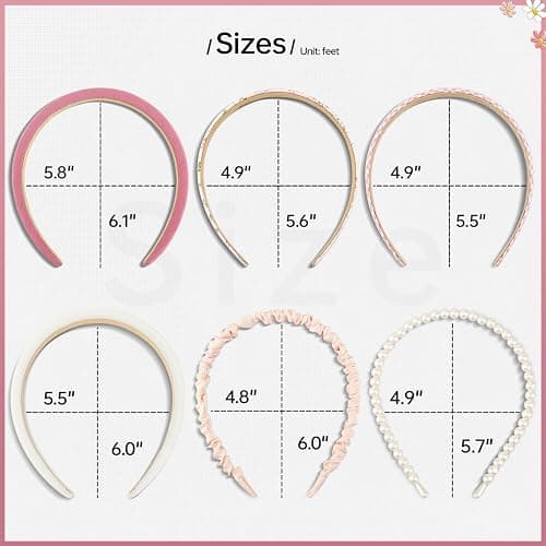 DOXISHRUKY Headbands for Women Girls, 7pc Set - Non Slip Floral Padded Headbands Cute Pearl Headband for Girls Vintage Wide Headband thumbnail 6