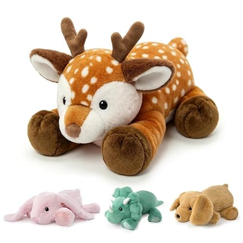 JUSTQUNSEEN Sika Deer Weighted Stuffed Animals for Adults and Kids Soft Huggable Plush Weighted Toys Large Cuddle Plush Pillow Birthday Gifts for Boys and Girls (Deer) - Image 1