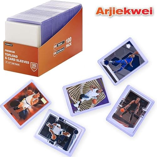 200 Card Sleeves Top Loaders for Cards, Arjiekwei 3"X4" Baseball Cards Protectors Hard Plastic, Premium Toploaders Holder for Trading Sports Football Game Card(100 Top Loaders + 100 Penny Sleeves) thumbnail 5