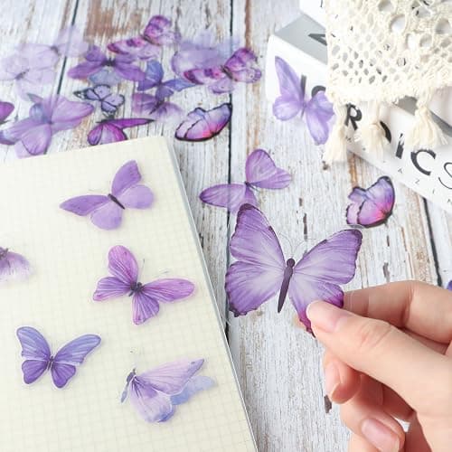 40PCS Purple Butterfly Stickers, Butterfly Stickers Waterproof for Scrapbook Journal Laptop Gift Water Bottle Cell Phone Cases for Adults Kids Aesthetic Crafts thumbnail 5