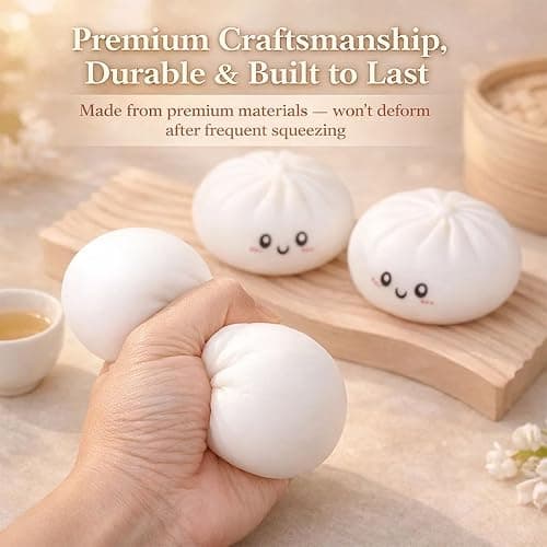 Dumpling Squishy, Squishy Dumpling Toy, Glitter Dumplings Squishiest Toy with Steamer Box, Stress & Anxiety Relief Toys for Kids & Adults Non-Edible (Gold) thumbnail 3