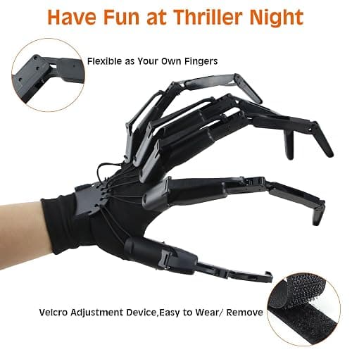 Halloween Articulated Fingers, Articulated Finger Extensions with Gloves, Hand Claws for Halloween Costume, Halloween Hand, Need to Assemble Finger Extension, Fits Most Fingers Sizes, 1 Pair Black thumbnail 7