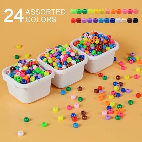 Simetufy 3600Pcs Pony Beads Bulk, 24 Assorted Colors Rainbow Plastic Beads for Hair Braiding Friendship Bracelets DIY Crafting Kandi Jewelry Making thumbnail 3