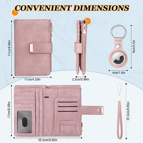 HUANLANG Passport Holder with Airtag for Women/Men, Airtag Passport Wallet for Travel Leather Passport Holder RFID Blocking,Travel Passport Walelt with Credit Card Holder - Pink thumbnail 6