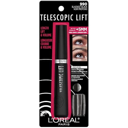 L'Oreal Paris Telescopic Lift Mascara, Lengthening and Volumizing Eye Makeup, Lash Lift with Up to 36HR Wear, Washable, Blackest Black, 0.33 Fl Oz thumbnail 8