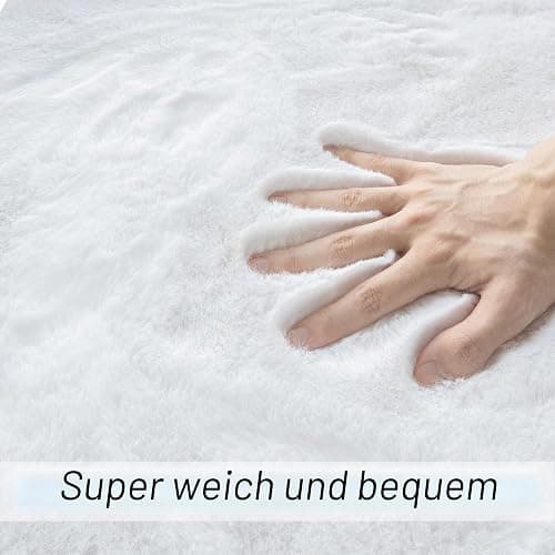 ORINOVA Teppich Schlafzimmer Waschbar Fellteppich Weiß Flauschig Kunstfell 60x90 cm Teppich Für Wohnzimmer Kinderzimmer Deko Rechteckig thumbnail 4