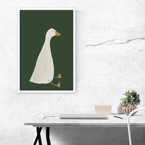 Funny Animal Posters Orange White Green Canvas Wall Art A Silly Duck Sitting On The Floor Room Aesthetic Prints Painting For Home Bedroom Dorm Living Room Wall Decor 12x16in Unframed - Animals 1 Unframed - 12L" x 16W" thumbnail 5