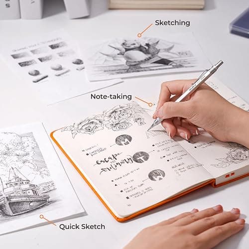 Nicpro 2 PCS Mechanical Pencil 0.5mm & 0.7 mm with Case, MP1000 Metal Artist Pencil Set with 6 Tubes HB Lead Refills, 3 Erasers, 9 Eraser Refills For Art Writing Drafting, Drawing, Sketch, Silver thumbnail 6