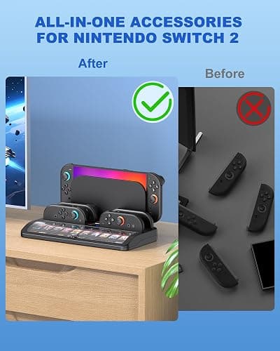 Switch 2 Storage Dock for Nintendo Switch 2 Controllers&Console, [20 Game Card Slots] All-in-one Joy-Con 2 Charging Docks, Controller Organizer Station Accessories for Family&Friends, Multiplayer thumbnail 4