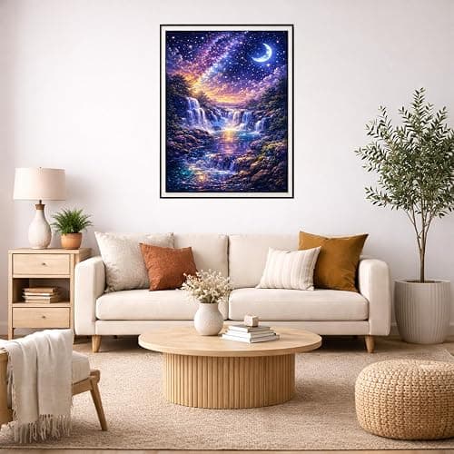 IOHEFY Diamond Painting Kits for Adults 12x16 Inch Starry Night Waterfall Galaxy Fantasy Full Drill Acrylic Rhinestone DIY Art Moon Mystical Landscape Women Beginner Wall Decor Birthday Gift thumbnail 2