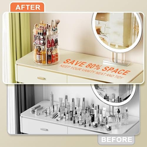 Auxmir Schminktisch Organizer mit 9 Einstellbaren Stufen, Make Up Organizer 360° Drehbar, Extra Größer Kosmetik Skincare Organize, Schmink Aufbewahrung für Schlafzimmer Badezimmer als Geschenk thumbnail 7
