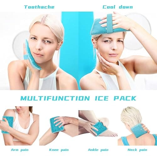 Gel Beads Ice Pack Ice Bag with Strap-Reusable Hot & Cold Pack Compress Therapy for Pain, Swelling,Injuries of Knee, Shoulder, Foot, Back, Ankle, Neck, Hip, Elbow,Wisdom Tooth (Blue-2Pack) thumbnail 2
