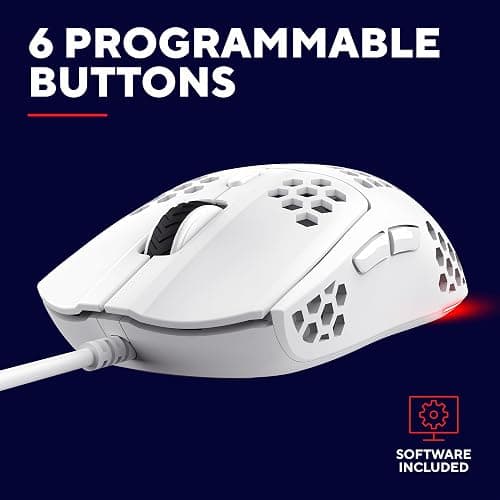Trust Gaming GXT 928W Helox White Gaming Mouse, Superlight USB Wired Mouse 65g, Adjustable DPI (200-6400), Optical Sensor, 6 Programmable Buttons, RGB LED Lighting, Gaming PC Gaming Laptop Macbook thumbnail 5
