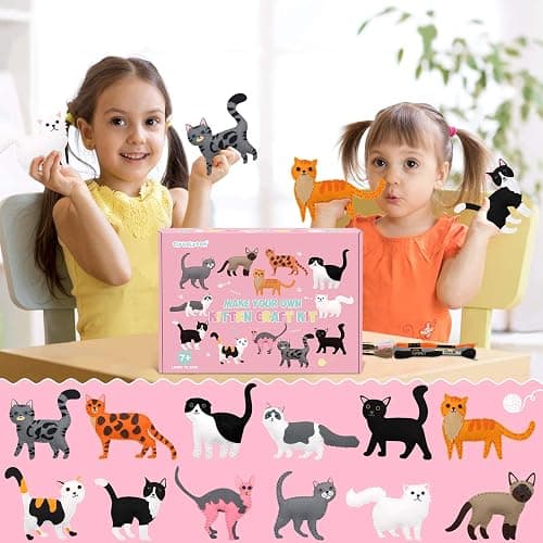 CiyvoLyeen Kitten Craft Kit Kids DIY Crafting and Sewing Set Kitty Cat Stuffed Animal Felt Plushies for Girls and Boys Educational Beginners Sewing Gift Ideas thumbnail 7