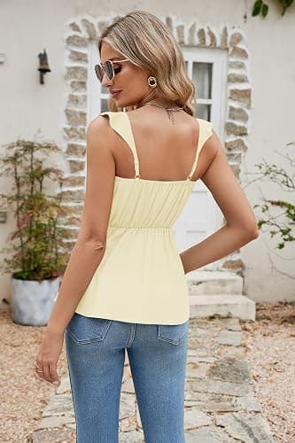 Poetsky Summer Beach Tanks for Women Sexy Going Out Tops Cute Peplum Babydoll Shirts thumbnail 5