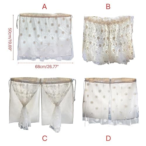 Nawwgy Embroidery Flower Car Window Covers Auto Cotton Vehicle Window Drapes Privacy & Resistant ins Embroidered Chrysanthemum lace Double car Curtains thumbnail 8