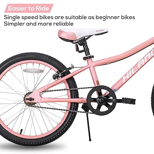 HILAND 20 Inch Kids' Bicycles Mountain Bike for Boys, Girls 5+ Years Old, Single Speed Kids Bicycles with Dual Handbrakes, Child Bike thumbnail 5