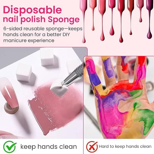 ESUOHYM 150 PCS Soft Nail Sponges For Ombre and Aura with Grabbing Pen Nail Art Brushes for Blending Ombre Gel Nail Tech Design Manicure Tools Accessories Supplies for Salon and Home White thumbnail 5