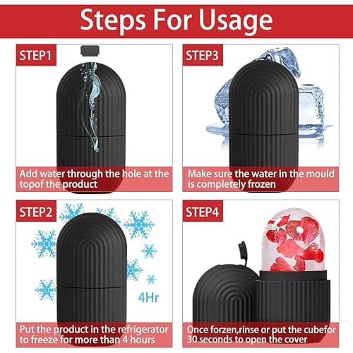 ice face roller, ice mold for face and Eyes, Reusable Massage Silicone Beauty Tool, Naturally Conditioning And Skin Care, De-Puff Eye Bags, Reduce Migraine Pain (Black) thumbnail 7