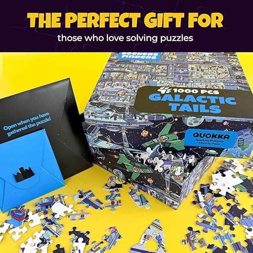 QUOKKA 1000 Piece Jigsaw Puzzle for Adults Galactic Tails – Premium Box Packaging with Extra Fun Challenges - Stunning Galaxy Dog Puzzle - Perfect for Relaxation & Creativity & Gift Giving thumbnail 8