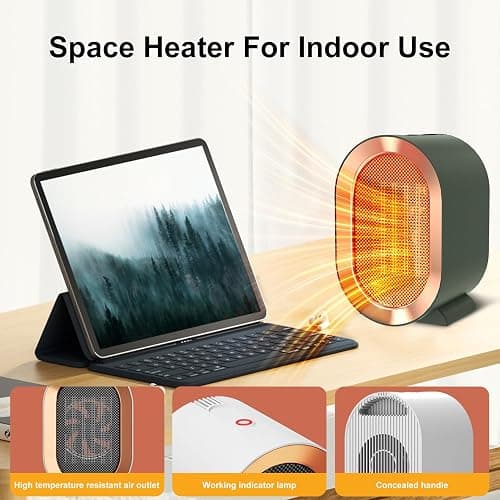 Swocky Indoor Electric Portable Space Heater, 1200W Personal Desk Heater, Fast Quiet Heating Ceramic for Small Room,Bedroom and Office Use (Pink) thumbnail 2