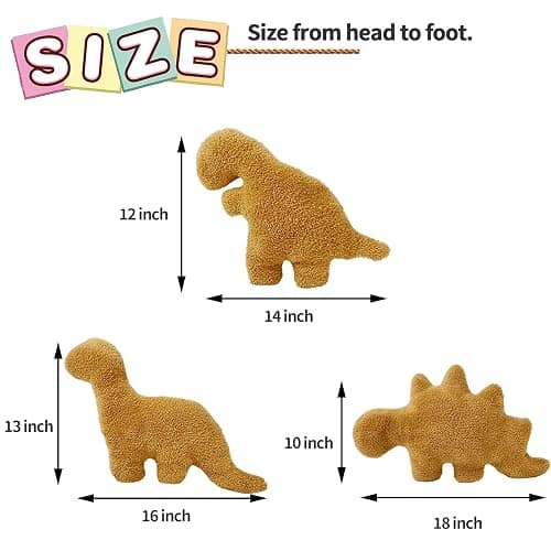 Isaacalyx Dino Nugget Pillow, 18 inch Soft Dinosaur Chicken Nuggets Pillow for Birthday Gifts, Dinosaur Theme Party Decorations thumbnail 3