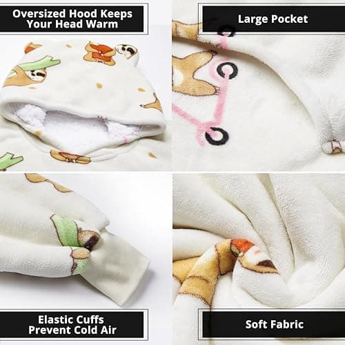THREE POODLE Wearable Blanket Hoodie for Women, Oversized Sherpa Sweatshirt Blanket for Adults Men, Cozy Sloth Hooded Blankets, Gifts for Teen Girls Women Mom Sister thumbnail 5