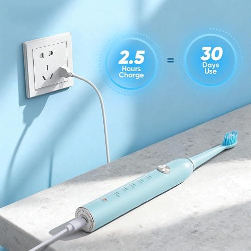 Yoomue Sonic Electric Toothbrush for Adults & Kids - 5 High-Performance Modes, 8 Replacement Heads, 2.5-Hour Fast Charge, Built-in Smart 2-Minute Timer, IPX7 Waterproof, 35Day Battery Life Light Blue thumbnail 4
