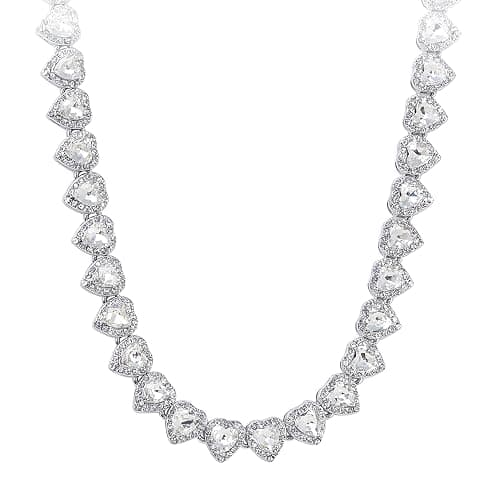 Luxurious Iced Out 10mm Ladies Heart Cluster Chains - Elegant Jewelry with Simulated Diamonds and Cubic Zirconia in Durable Alloy - in 14k Gold or Silver Tone Finish - Single Chain and Chains Combo - Image 1