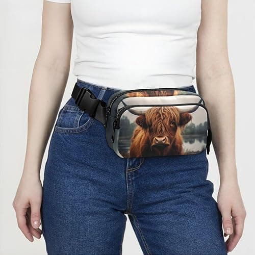 Highland Cow Fashion Fanny Pack for Men Women, Small Waterproof Waist Pack with Adjustable Strap for Travel Running Hiking thumbnail 2
